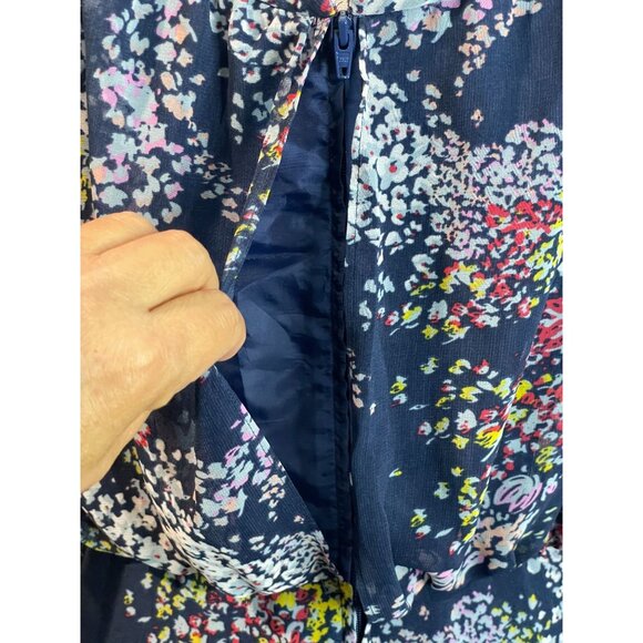 ModCloth Floral A-Line Midi Skirt S Polyester Navy Multicolor Pockets - Picture 6 of 16